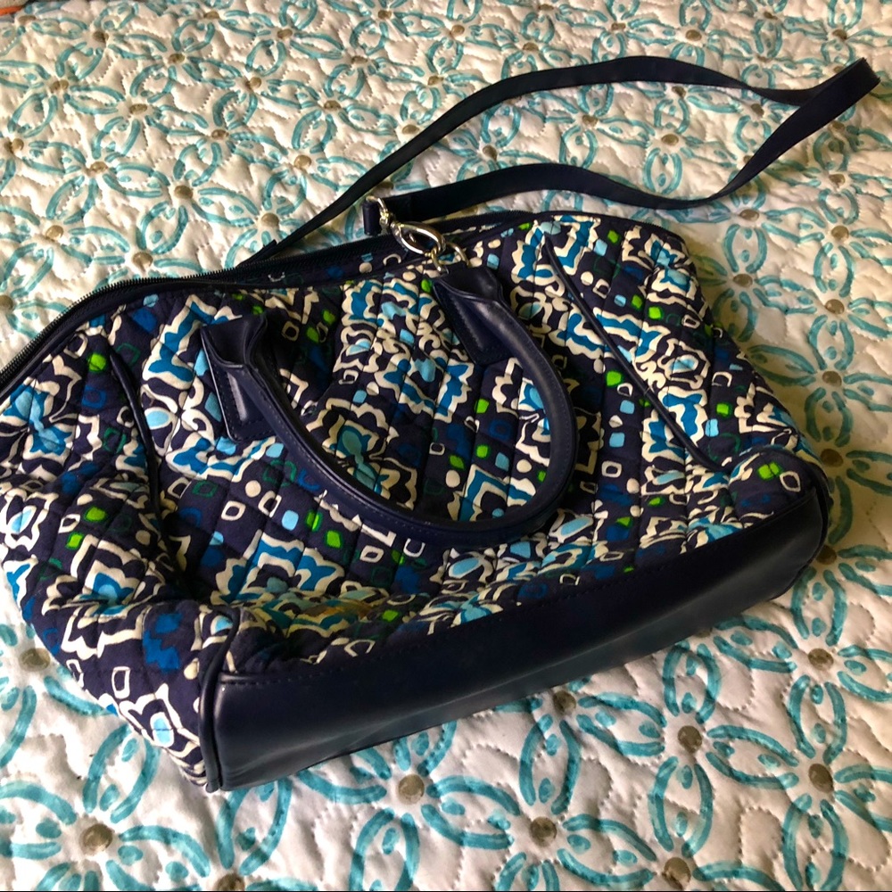 Vera Bradley satchel with handles and strap Navy blue